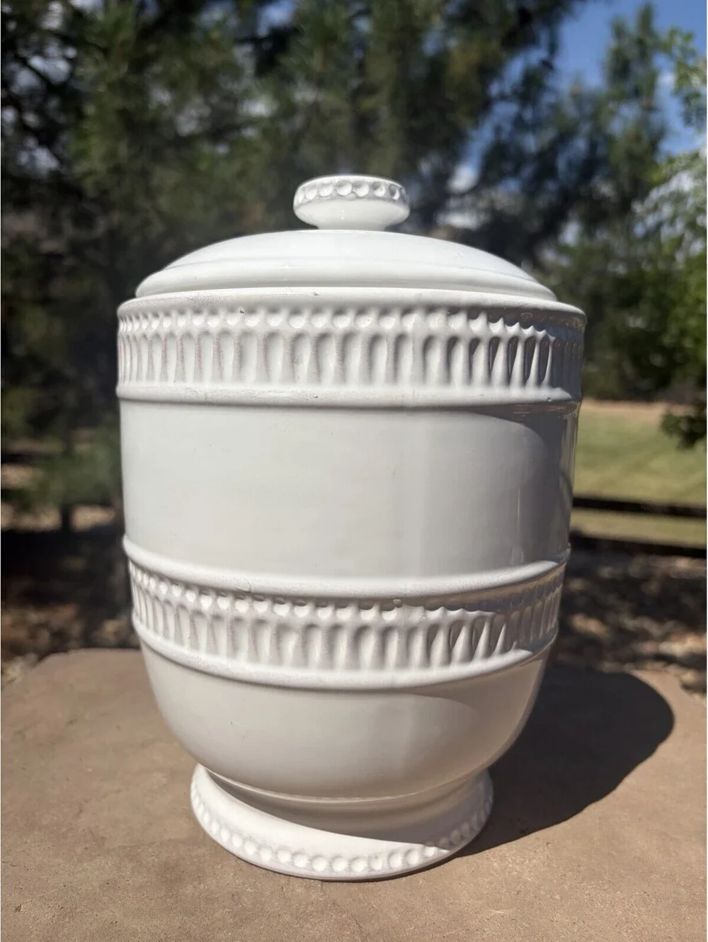 American Atelier Bianca White Large  Canister Double Row Bead 8”